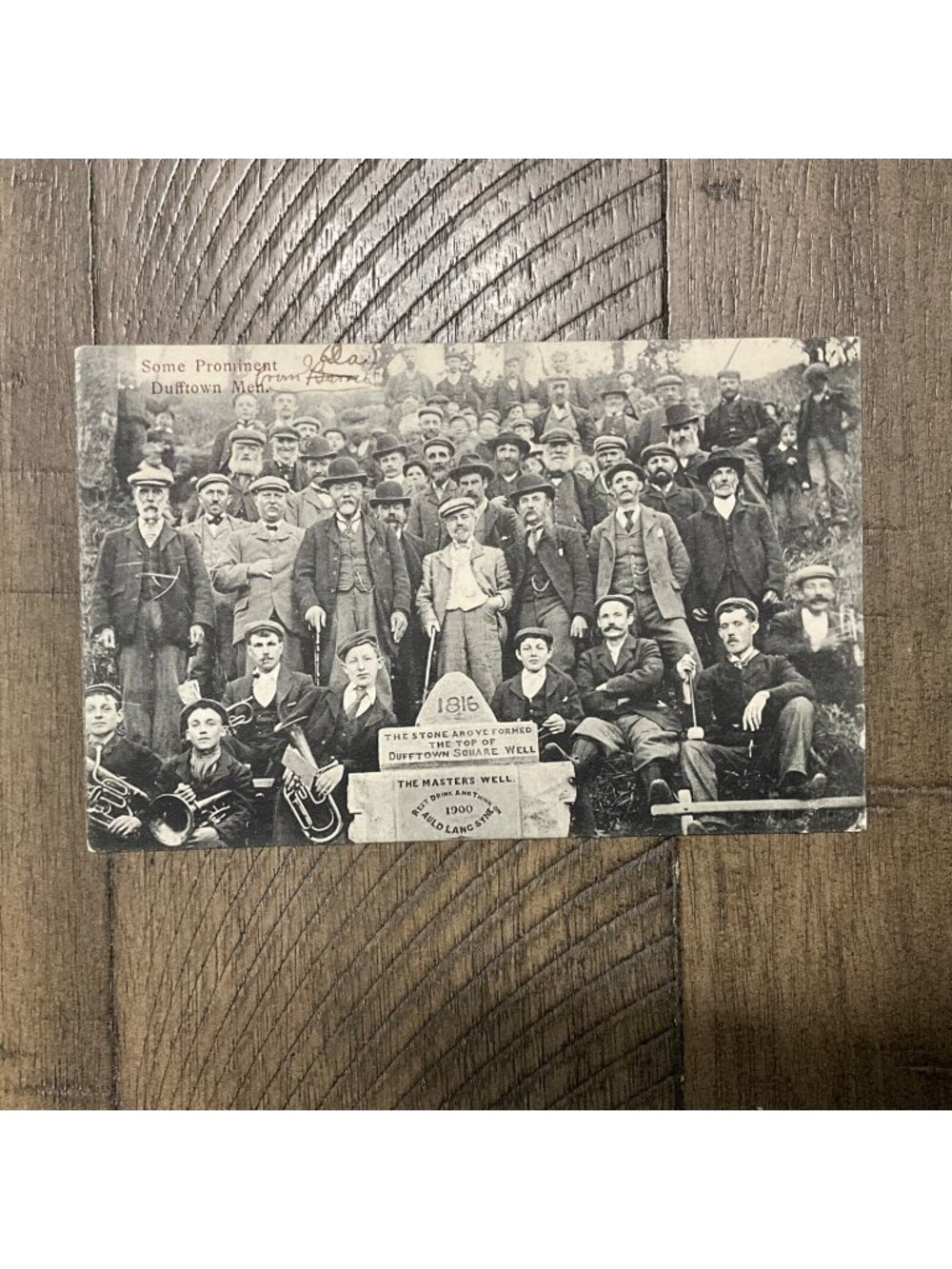 Dufftown Scotland Some Prominent Men Village Music Instruments Postcard RPPC